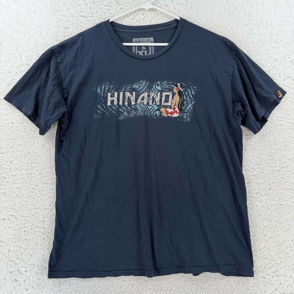 Hinano Tahiti Shirt Mens XL Blue Hula Girl Graphic Tee T-Shirt Surf Skate Y2K